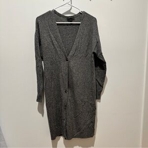 Gray AnnTylor knee length wool cardigan
